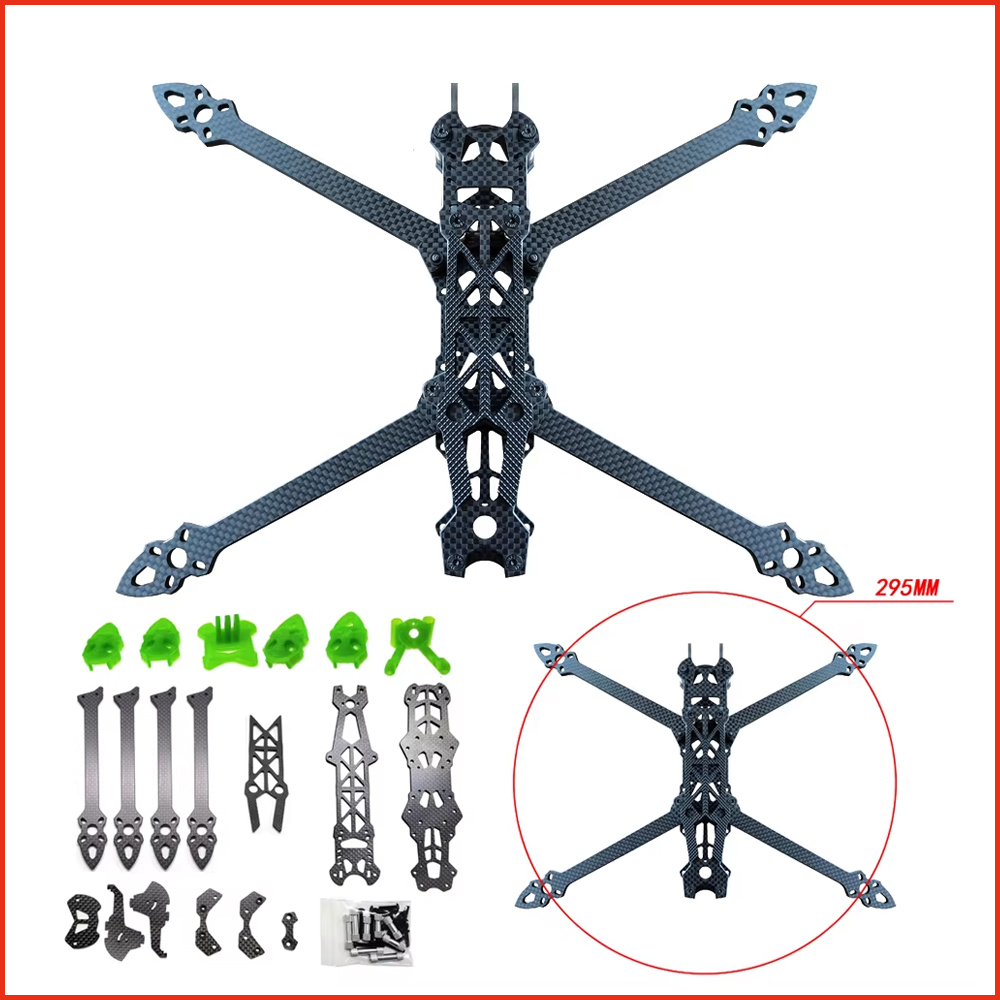 Carbon Fiber Drone Frame - Fpvレーシングドローン,3Dプリントパーツアクセサリー,3Kカーボンファイバークワッドコプター,Mark4,mark 4,hd,フリースタイル,7インチ,295mm, 1個