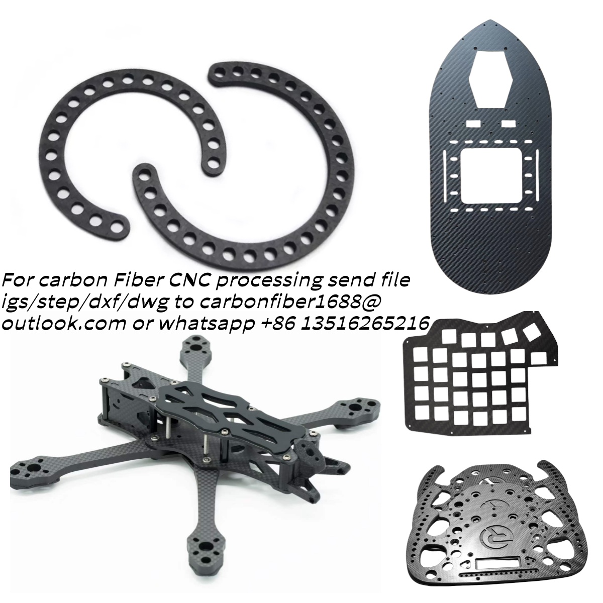 Carbon Fiber Drone Frame - カーボンファイバーシートプレート加工 カーボンボードパネル切断 彫刻 CNC加工 ドローンアーム FPVフレーム