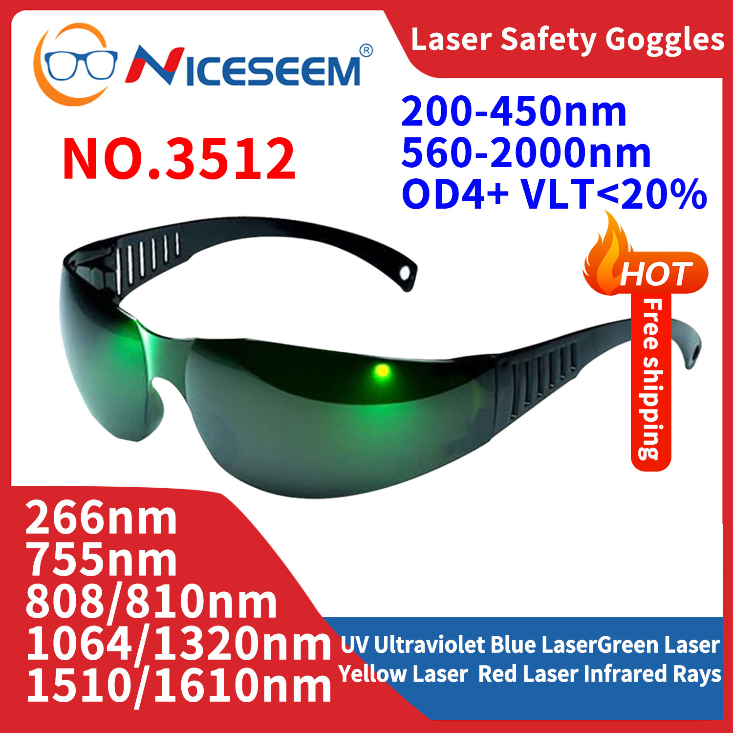 Fpv Goggles - 放射線防護メガネ,UV安全赤外線レーザーレンズ,美容液,溶接プロテクター,200-450 560-2000nm