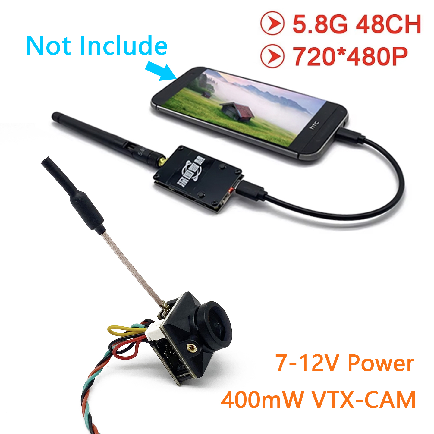 Analog Fpv Camera - SLONWAKE 5.8GアナログUVC OTGレシーバー（Android携帯電話用）および400mW aio vtxカメラCMOS 1000TVL