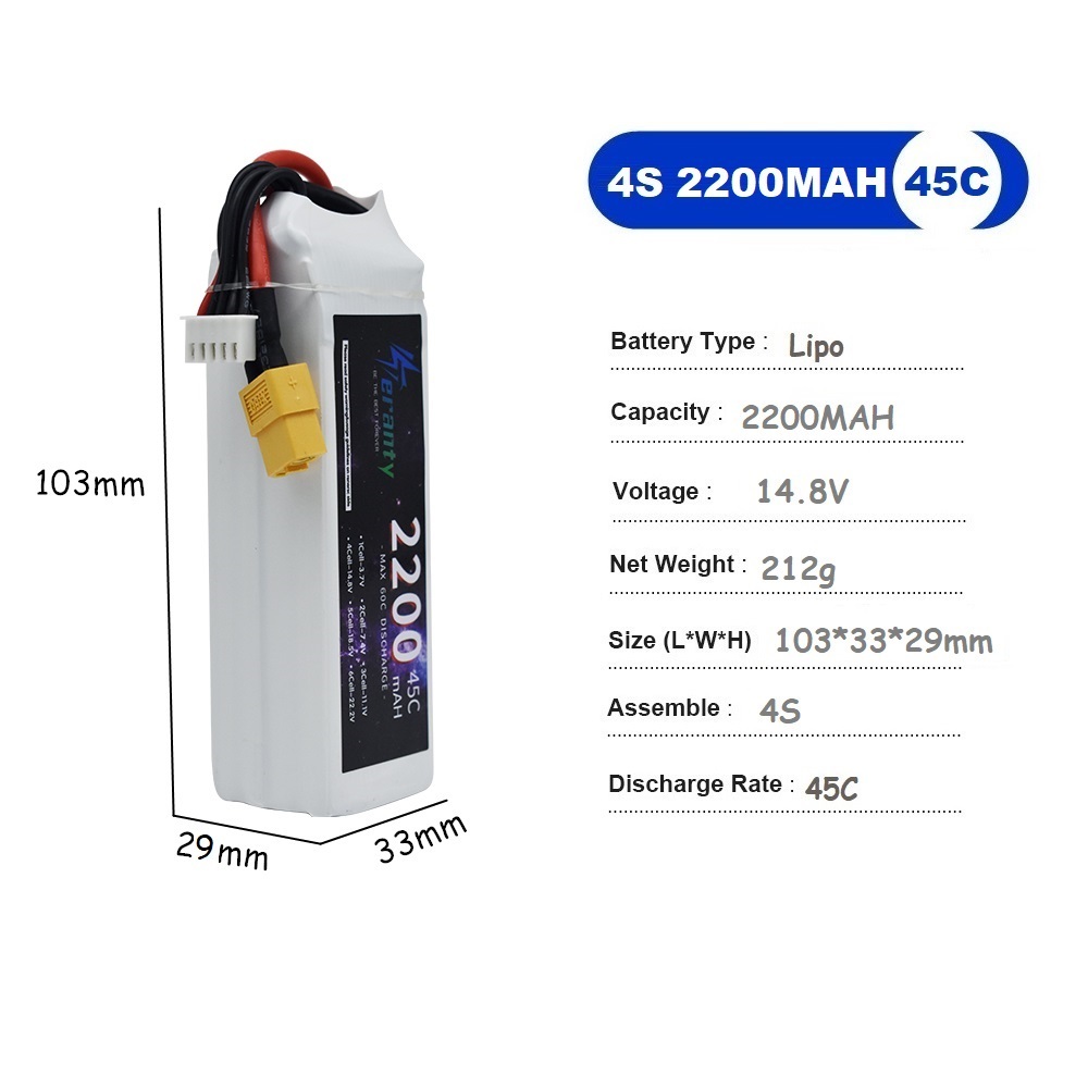 4S リポバッテリー 14.8V 1500mah 1800m - Lipo Battery 4S のレビューと価格