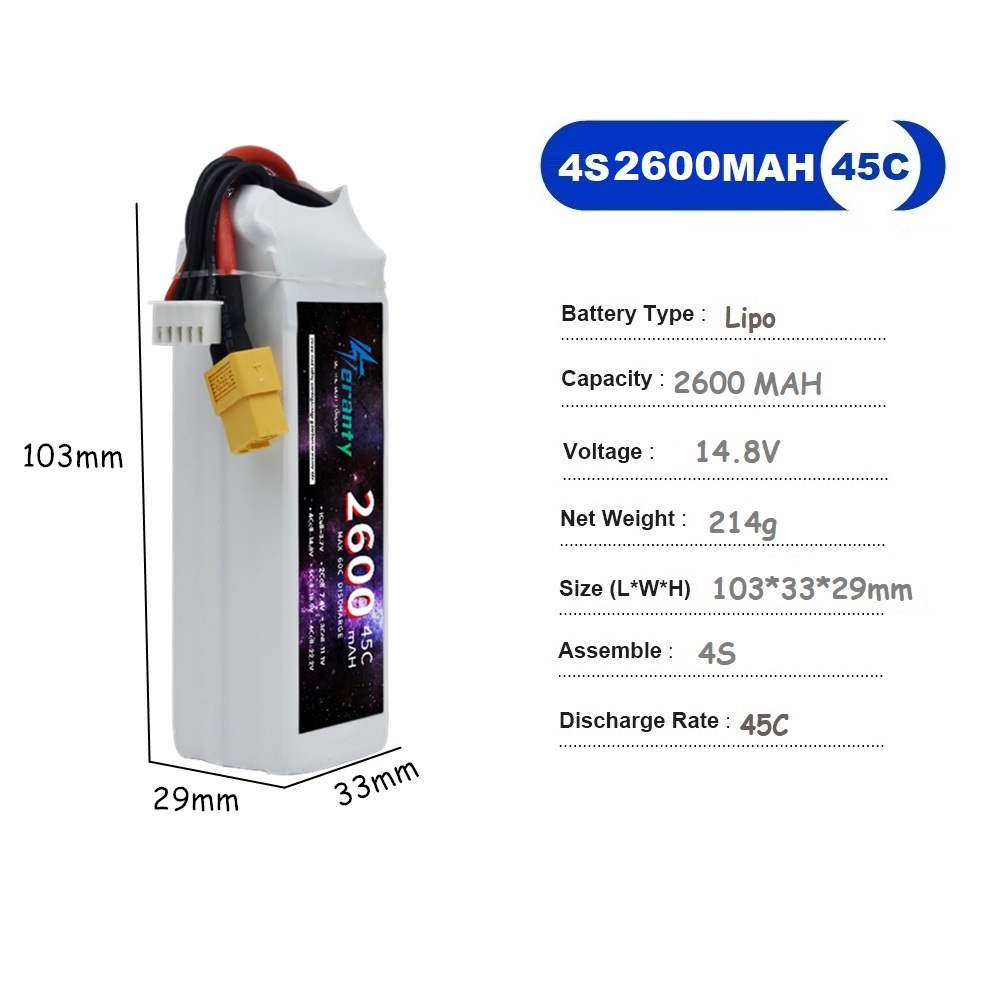 4S リポバッテリー 14.8V 1500mah 1800m - Lipo Battery 4S のレビューと価格