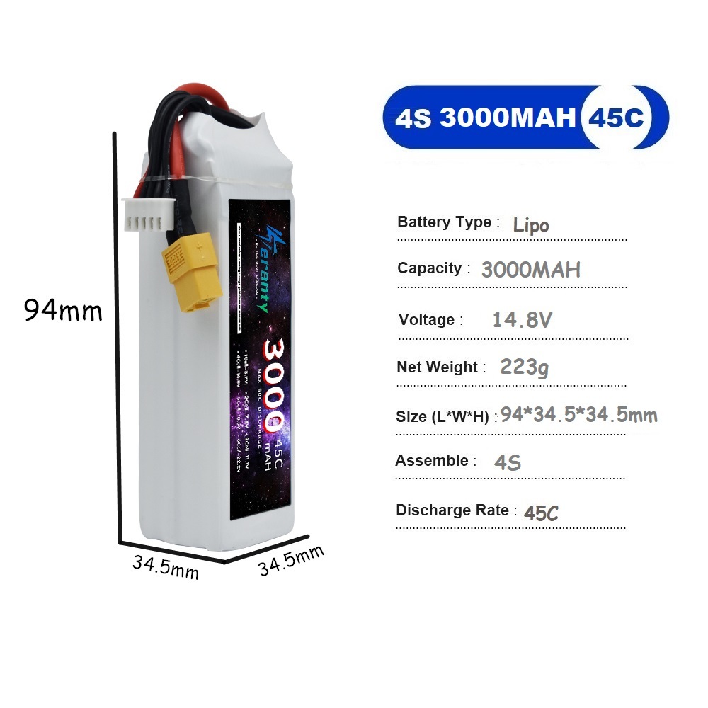 4S リポバッテリー 14.8V 1500mah 1800m - Lipo Battery 4S のレビューと価格