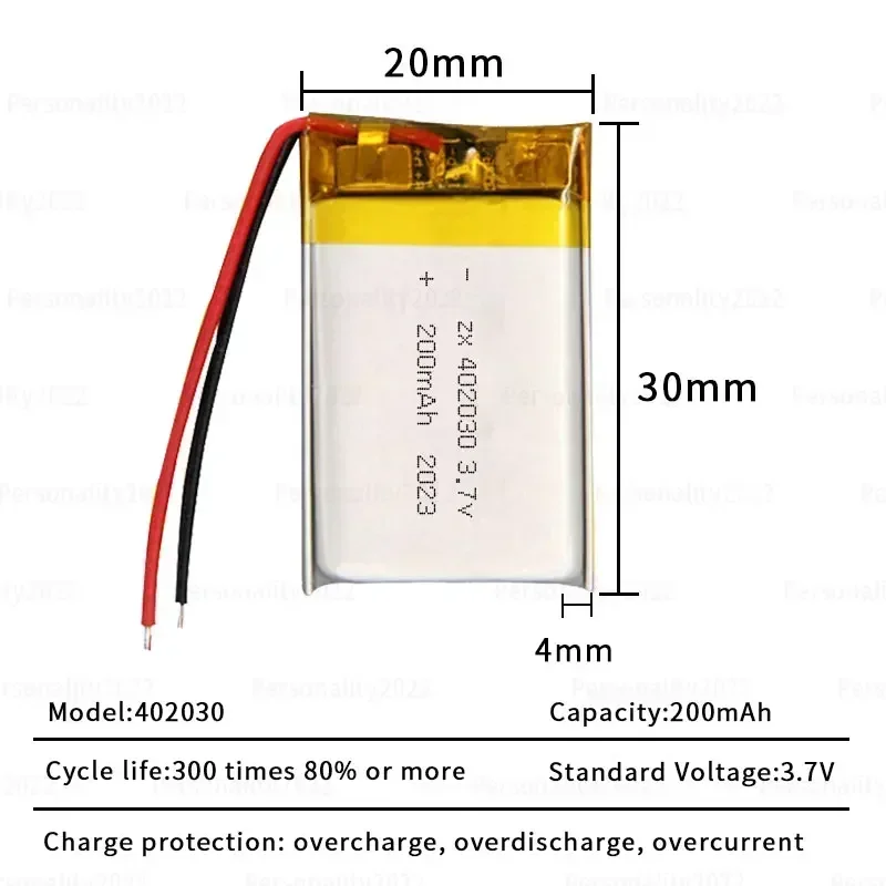 402030 3.7V 200mAh リポバッテリー 20x - Lipo Battery 4S のレビューと価格