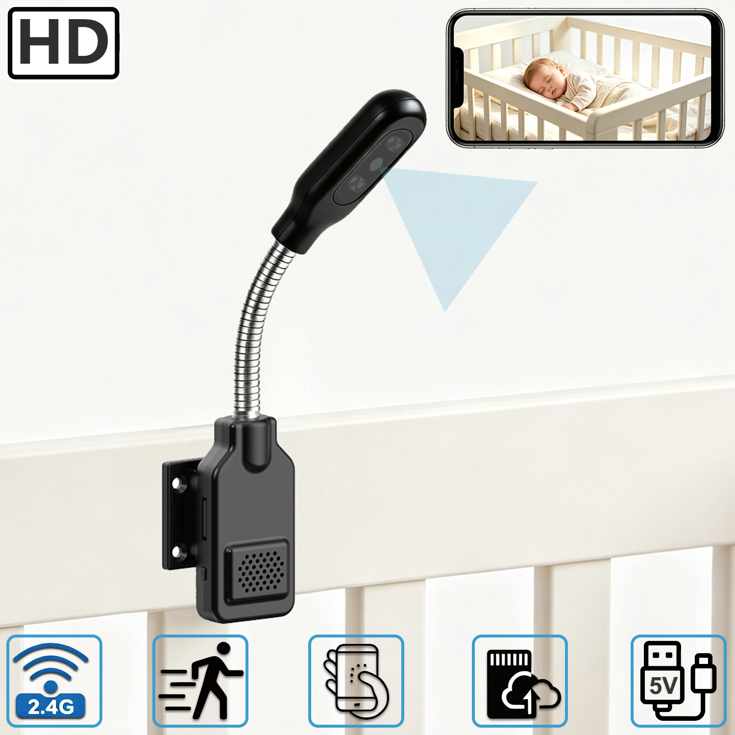 フレキシブルグースネック型ベビーペットモニターカメラ、設置不 - Hd Zero Camera のレビューと価格