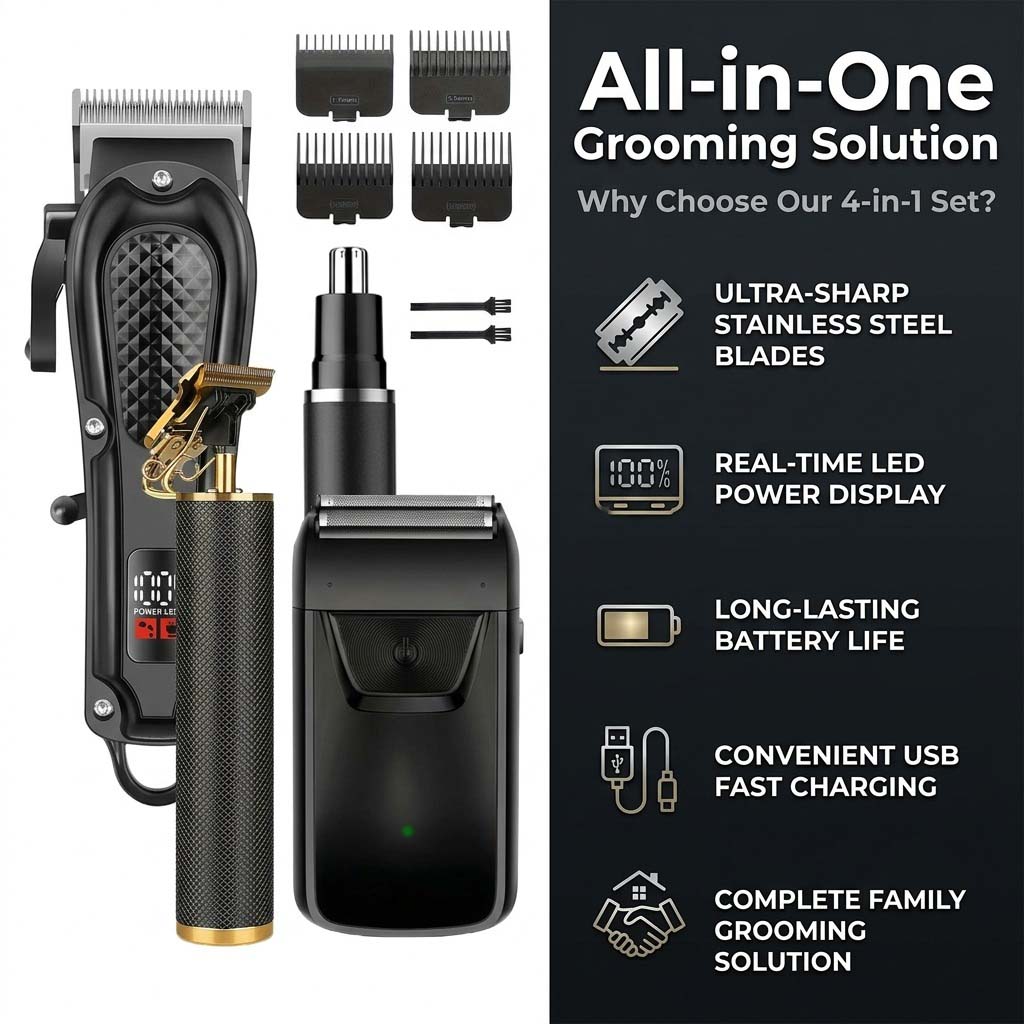 4in1メンズヘアクリッパーセット。コードレス電動トリマー、 - 4 In 1 Esc のレビューと価格