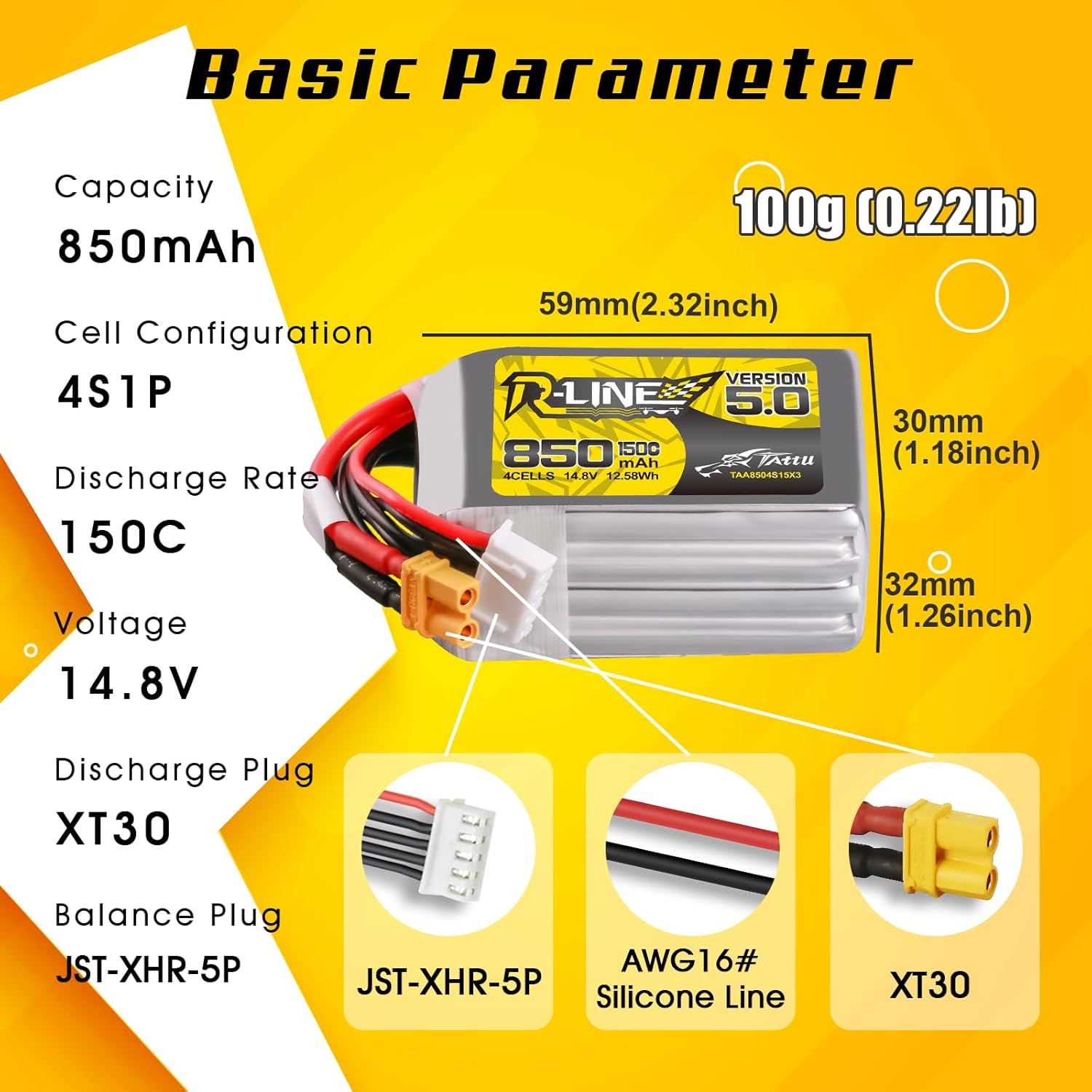 Tattu R-Line 5.0 850mAh 4S 150 - Lipo Battery 4S のレビューと価格