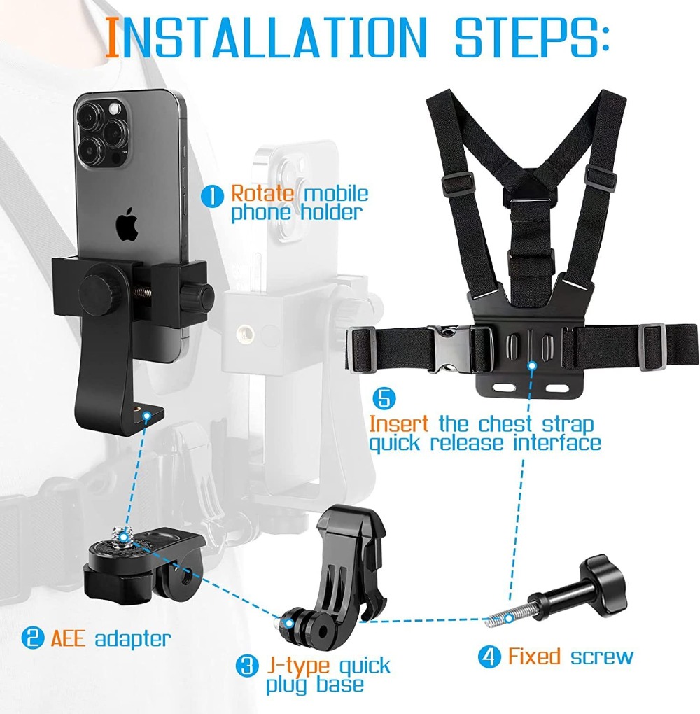 1 セット調節可能な電話クリップホルダー、胸ストラップ固定ブ - Runcam Camera のレビューと価格